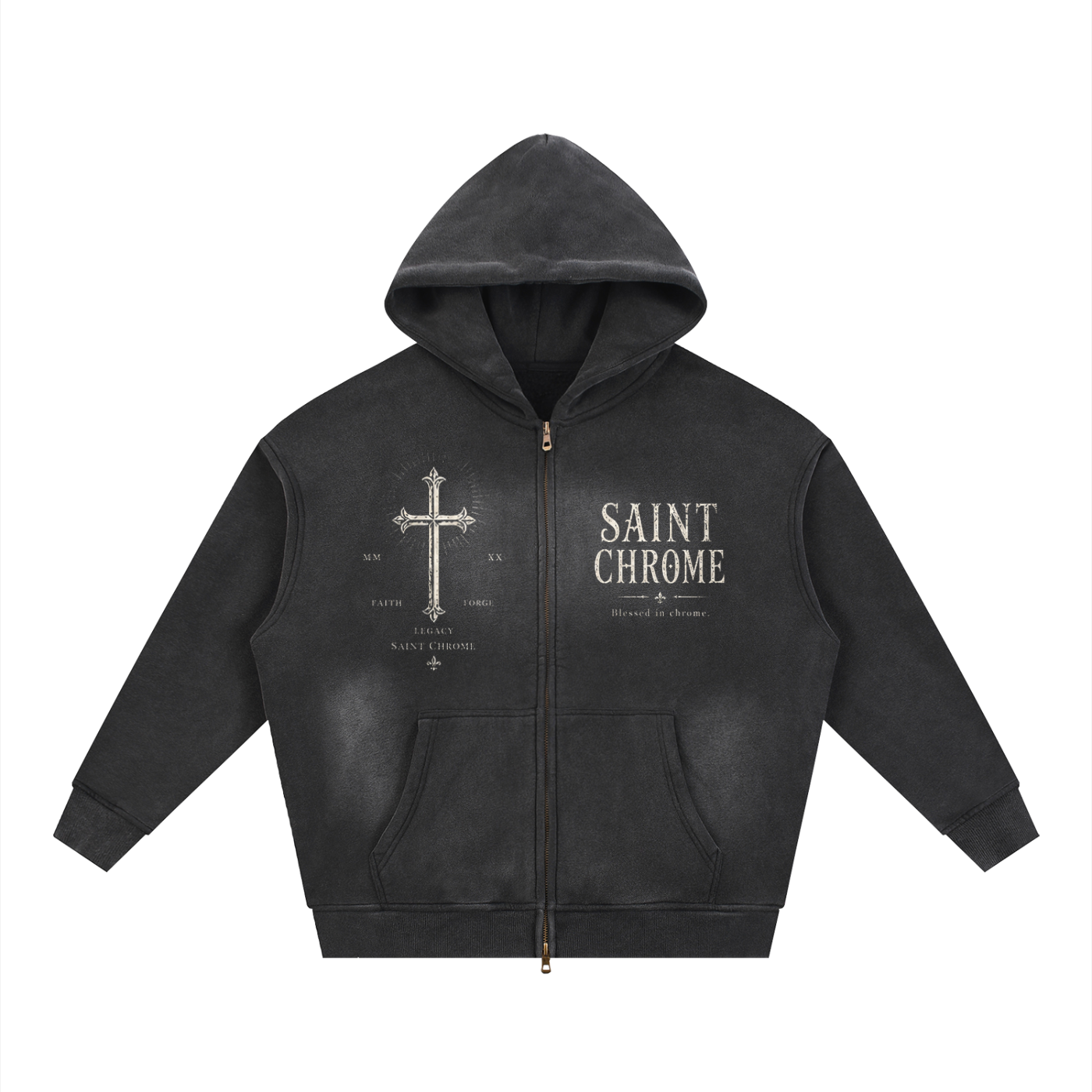 Sunfade Two-way Zipper Boxy Fleece Hoodie