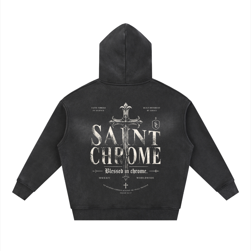 Sunfade Two-way Zipper Boxy Fleece Hoodie