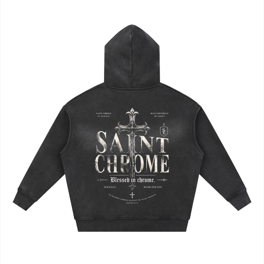 Sunfade Two-way Zipper Boxy Fleece Hoodie